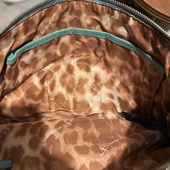 B. Makowsky  crossbody bag  shoulder bag  leather seafoam green  3 ext. pockets - Picture 13 of 17